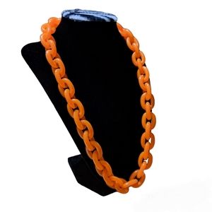 Orange Chunky Acrylic Chain Necklace Size 11.5‎ inches